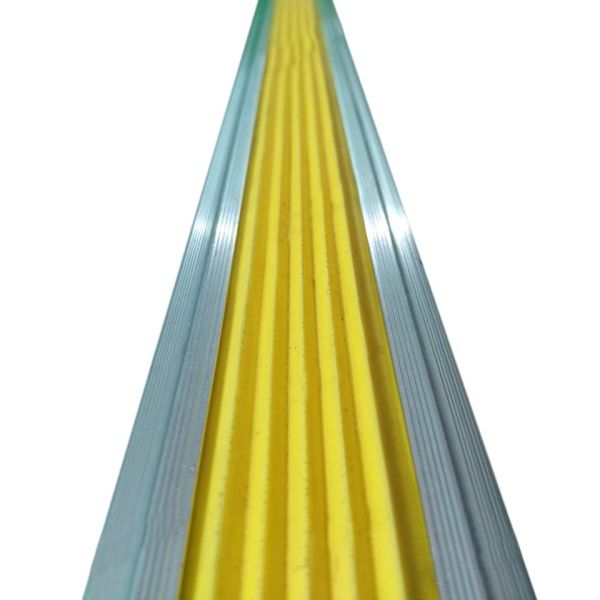 Поріг алюмінієвий з жовтою гумовою вставкою 1м