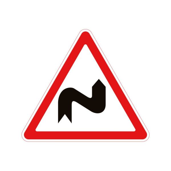 Дорожній знак 1.3.1 “Декілька поворотів” – метал або композит, ДСТУ 4100
