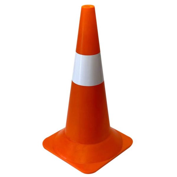Конус дорожній автомобільний Н-60 см з 1 білою смужкою – для безпеки та організації руху