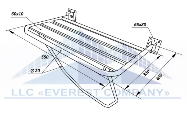Сидіння для душу відкидне 450х550 мм
