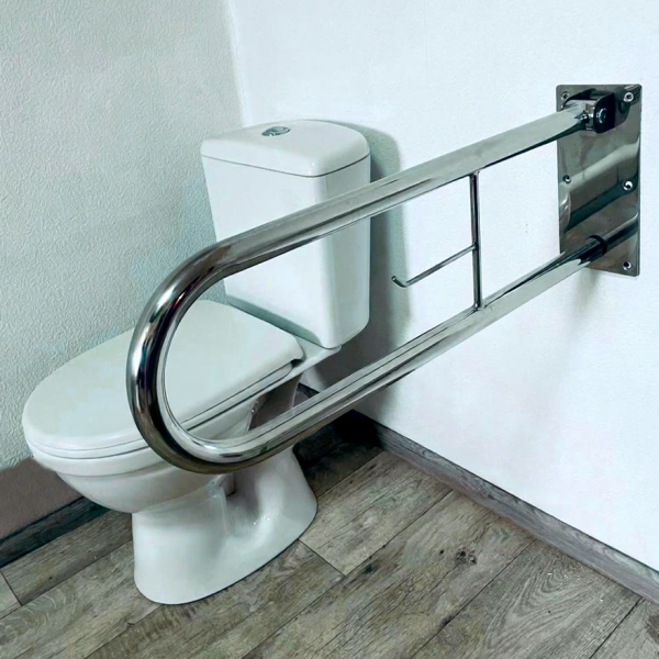 Поручень пристінний для унітазу відкидний з тримачем туалетного паперу для людей з обмеженими можливостями, ? 32мм - 700мм