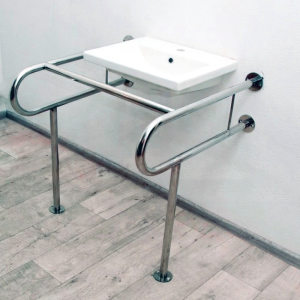 Поручень інвалідний для мийки посилений «стіна-підлога» 32 мм – 700×650×800 мм