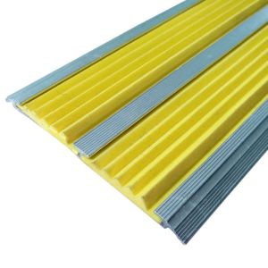 Антиковзний поріг з подвійною жовтою гумовою вставкою 1 м. алюмінієвий