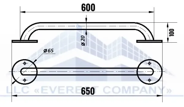 Поручень прямий для людей з інвалідністю,? 20м - 600м