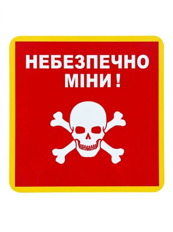 Табличка "Небезпечно міни" квадртана