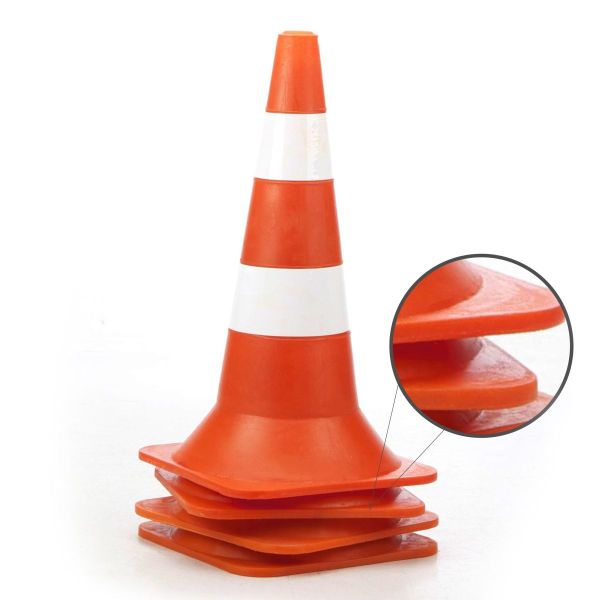 Конус дорожній пластиковий Н-60 см з 2 білими смужками – для видимості та безпеки
