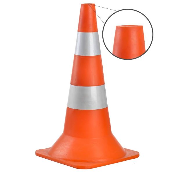 Конус дорожній пластиковий Н-52 см з 2 світловідбиваючими смужками – для безпеки на дорогах та парковках