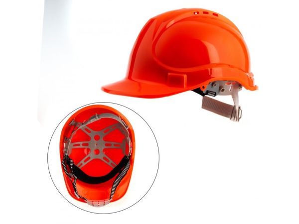 Будівельний шолом (помаранчевий) | Захисна каска для будівельників | Купити в Україні