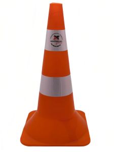 Конус дорожній пластиковий Н-52 см з 2 світловідбиваючими смужками Premium — для безпеки на дорогах