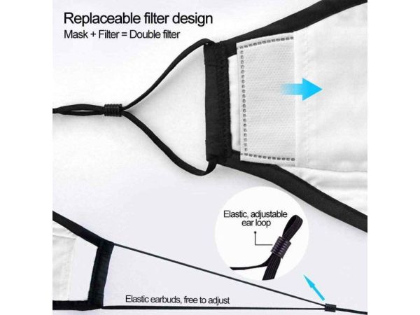 Фільтр "Пилова маска" з активованим вугіллям MP2.5 Без клапана видиху, 5 ШАРІВ ЗАХИСТУ (чорний колір)