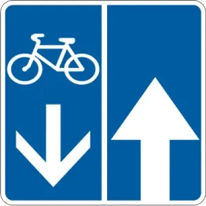 Дорожній Знак 5.94.1 Дорога із Зустрічною Велосипедною Смугою