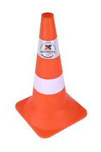 Конус дорожній пластиковий Н-52 см з білою та світловідбиваючою смужками – надійне рішення для безпеки на дорозі