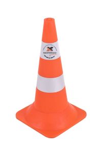 Конус дорожній пластиковий Н-52 см з 2 світловідбиваючими смужками – для безпеки на дорогах та парковках