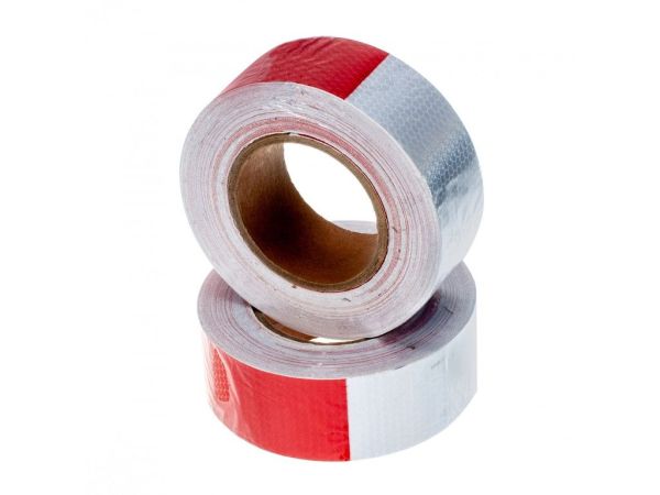 Світловідбиваюча 3D стрічка червоно-біла 30 м для транспорту та огороджень